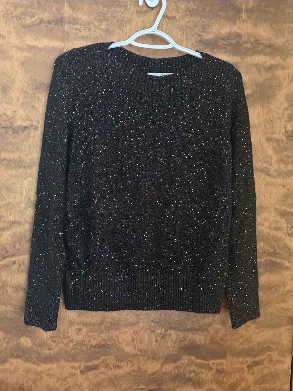 NWOT Loft Black Metallic Sequin Crewneck Sweater